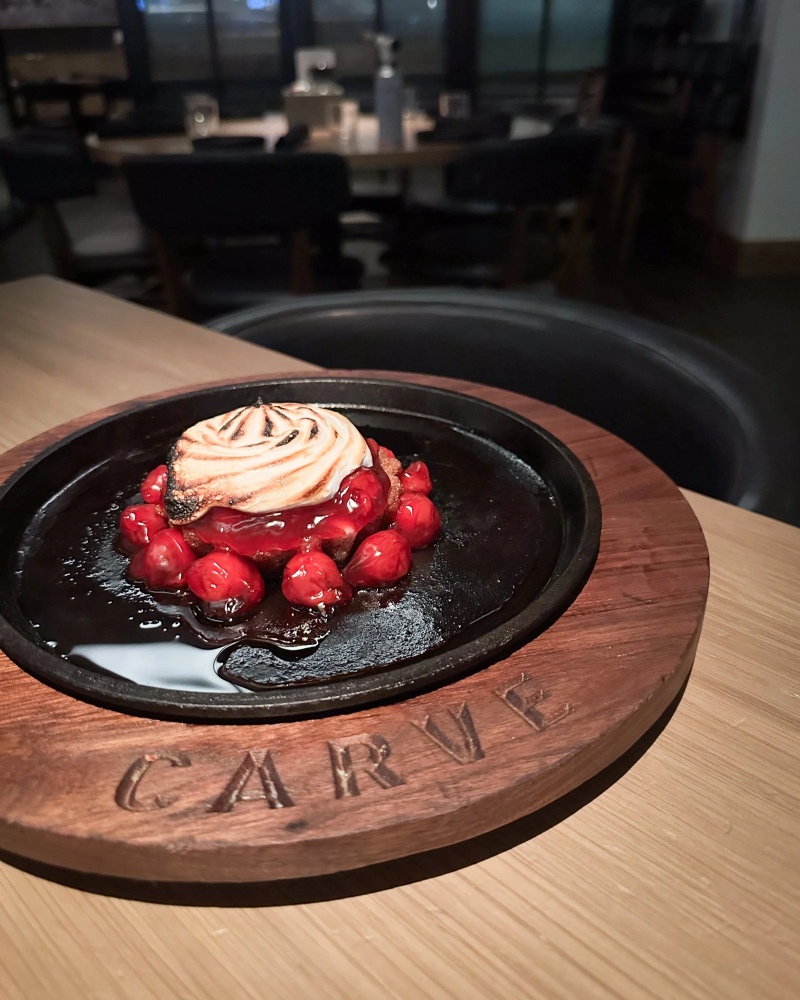 Flaming Cherries Jubilee Pie at CARVE American Grille — ATX